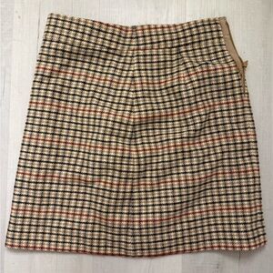 J. Crew Factory Beige Black and Red Plaid Mini Skirt